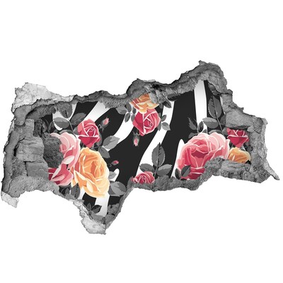 Hole wall sticker Floral shot from concrete