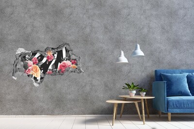 Hole wall sticker Roses in the background zebra