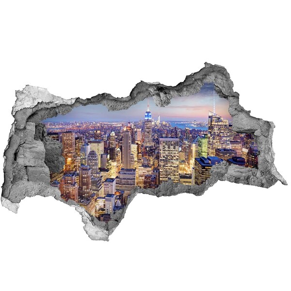Hole in the wall sticker New York skyline at night