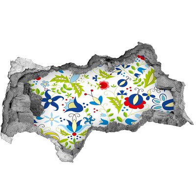 Hole wall sticker Floral pattern on a concrete background