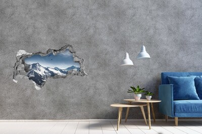 Hole in the wall sticker Mountain landscape with a paraglider