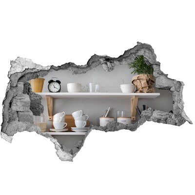 Hole in the wall sticker Decorations on the shelf