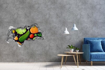 Hole wall sticker Fruit and Vegetables in a Hole in the Wall