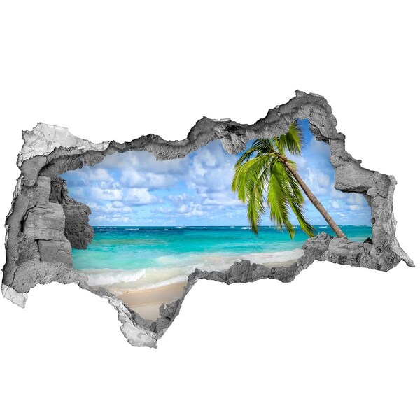 Hole wall sticker Caribbean Beach Through a Hole in the Wall