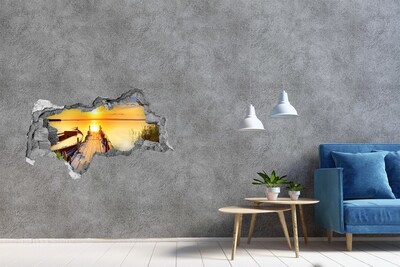 Hole in the wall decal Boat and pier