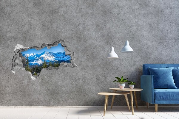 Hole in the wall decal Winter mountain landscape