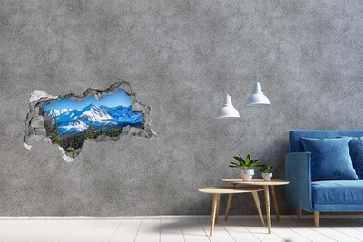 Hole in the wall decal Winter mountain landscape