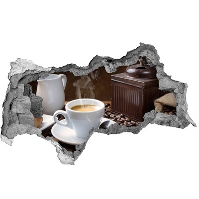 Hole in the wall decal Croissants and coffee