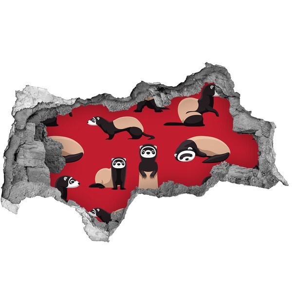 Hole in the wall sticker Funky Ferrets in a Wall Hole