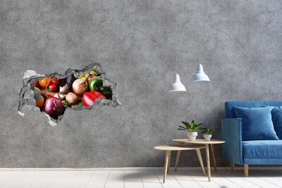 Hole in the wall sticker Vegetables and fruits