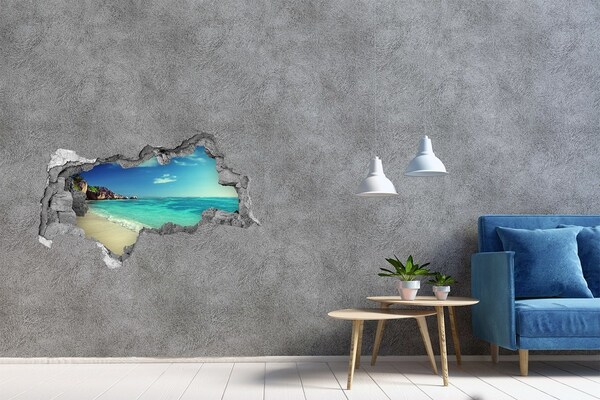 Hole in the wall decal Seychelles beach