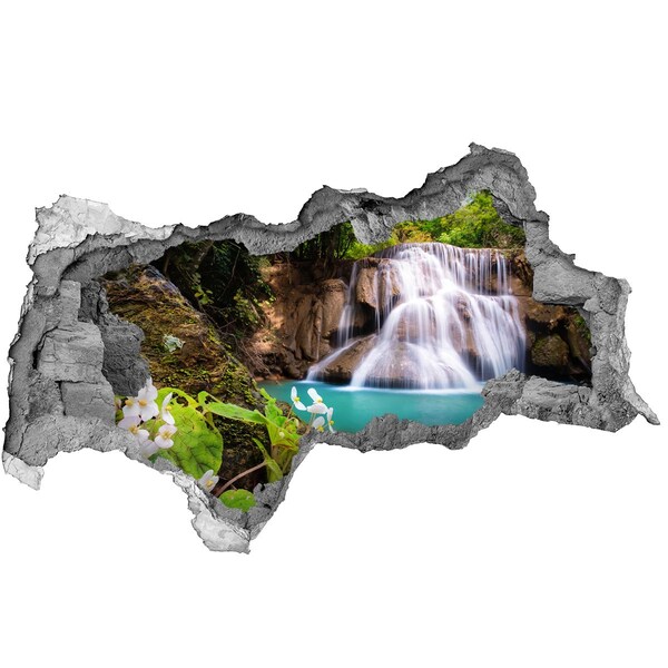 Hole wall sticker Waterfall in the jungle