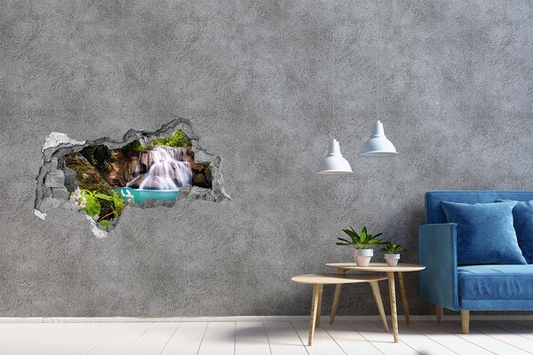 Hole wall sticker Waterfall in the jungle