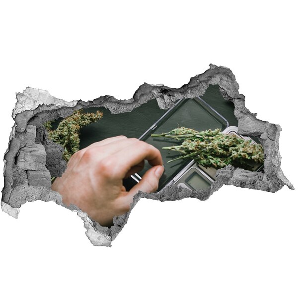 Hole wall sticker Weight with marijuana