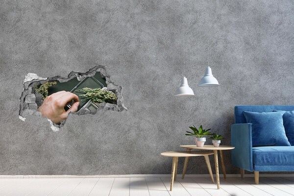 Hole wall sticker Weight with marijuana