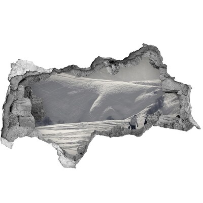 Hole wall sticker Winter mountain landscape