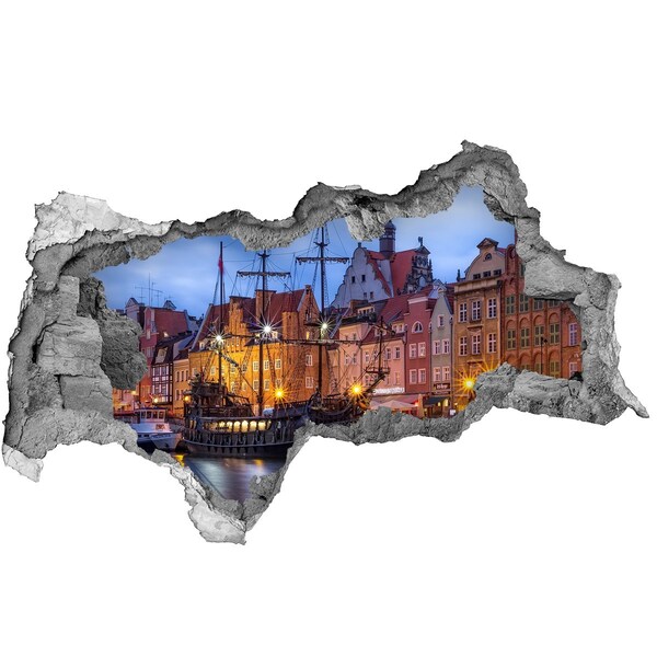 Hole in the wall decal Bay with a pirate ship