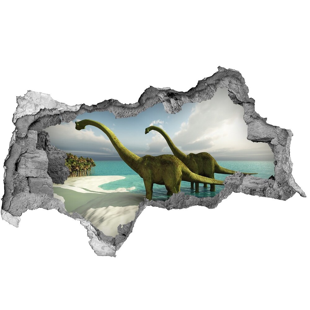 Hole wall sticker Dinosaurs on the beach