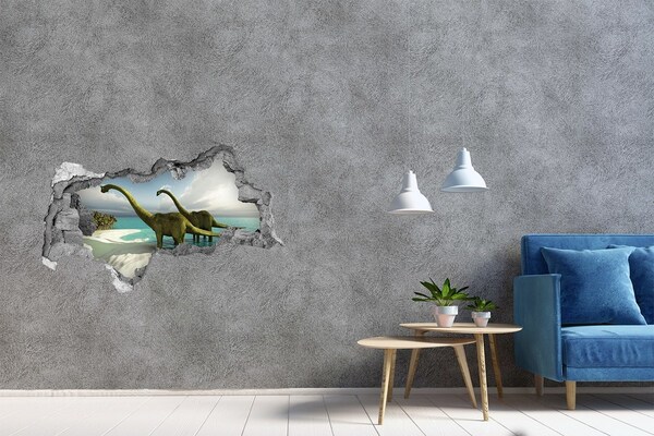 Hole wall sticker Dinosaurs by the sea