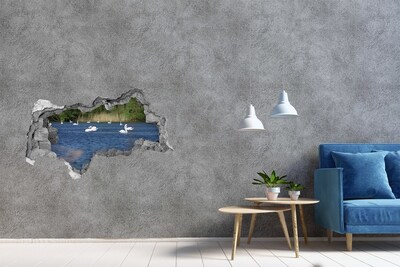 Hole wall sticker Lake with swans