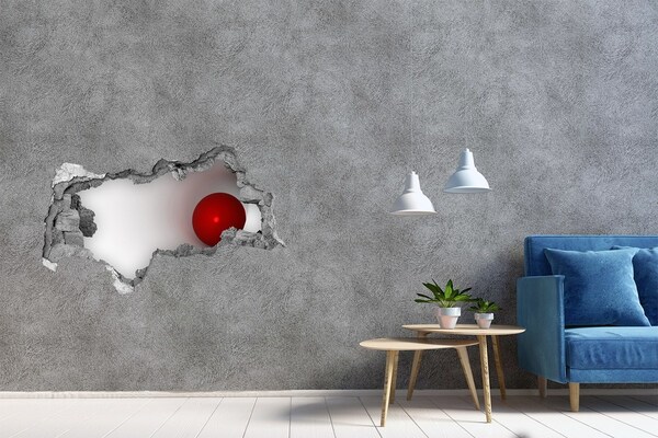 Hole wall sticker Red ball in a hole in the wall