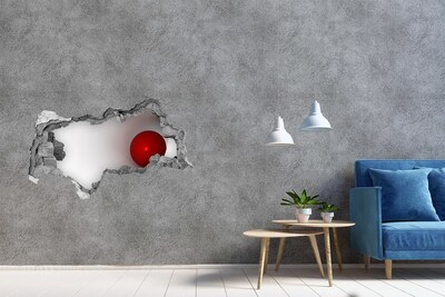 Hole wall sticker Red ball in a hole in the wall