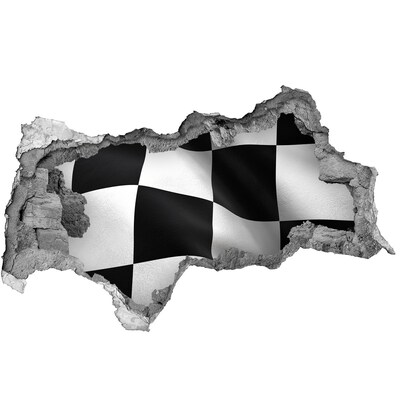 Hole in the wall sticker Racing checkered flag