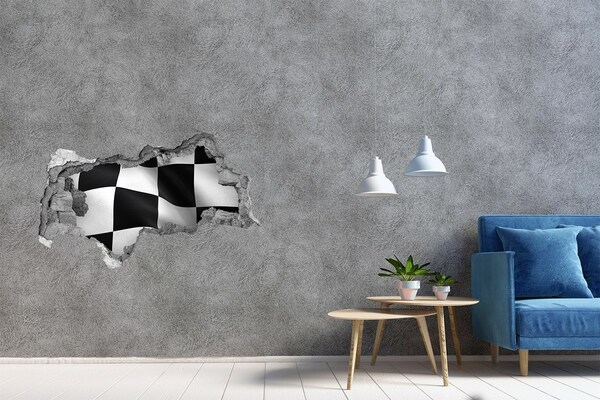 Hole in the wall sticker Racing checkered flag