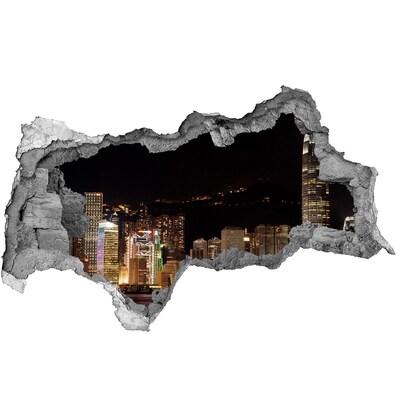 Hole wall sticker Hong Kong at night