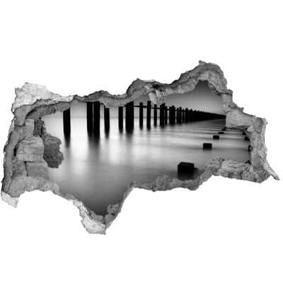 Hole in the wall sticker A sunken pier in a monochromatic setting