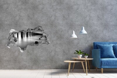Hole in the wall sticker A sunken pier in a monochromatic setting