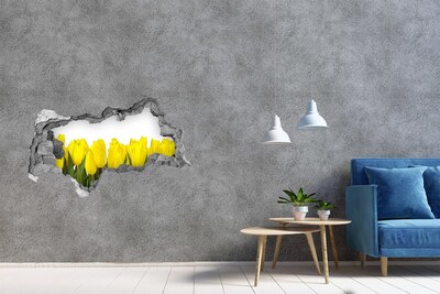 Hole wall sticker Tulips in a hole in the wall