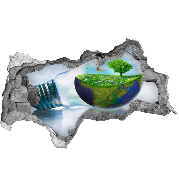 Hole in the wall sticker Green Planet Through a Hole in the Wall