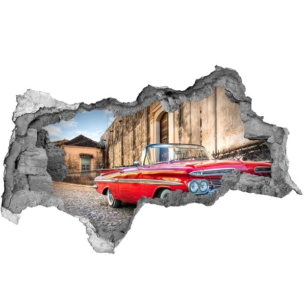 Hole wall sticker A classic convertible in a picturesque setting