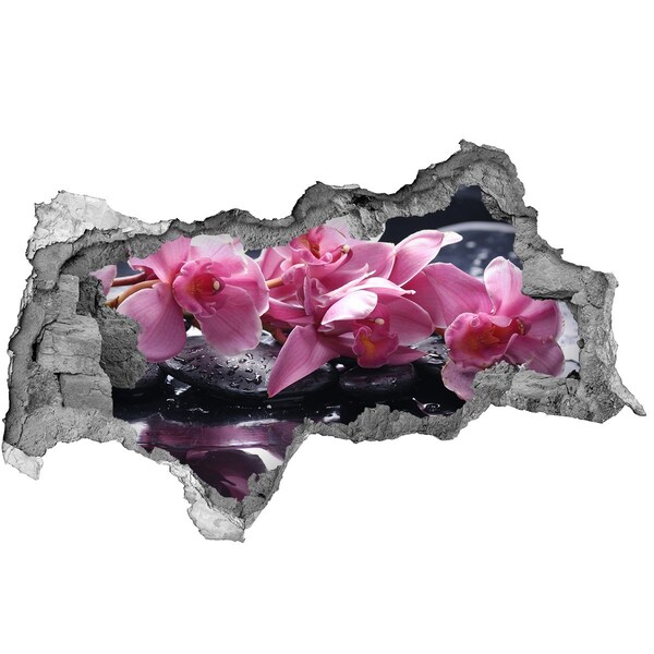 Hole in the wall sticker Pink orchid