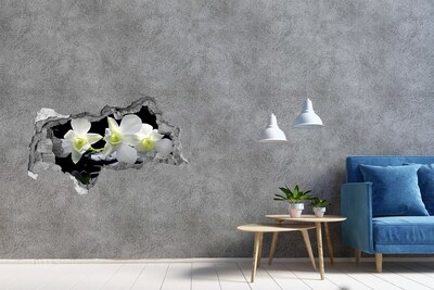 Hole wall sticker Flowers and stones in a zen style