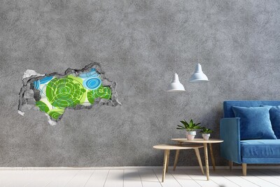 Hole in the wall sticker Patterns in green and blue