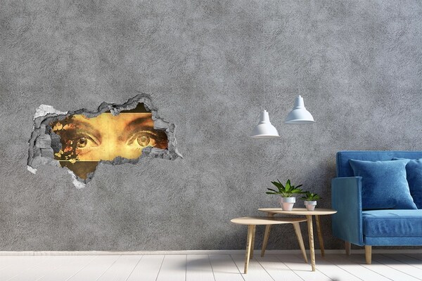 Hole in the wall sticker Eyes and butterflies