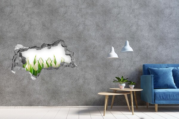 Hole in the wall decal White tulips