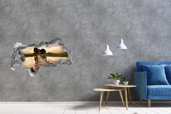 Hole wall sticker Wooden bridge