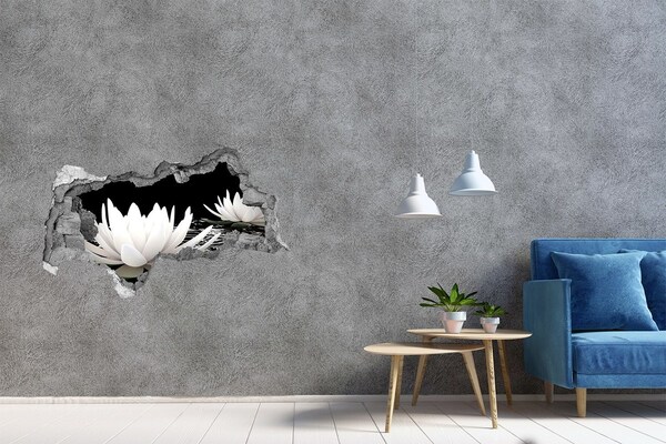 Hole in the wall decal Water flowers in a mysterious pond