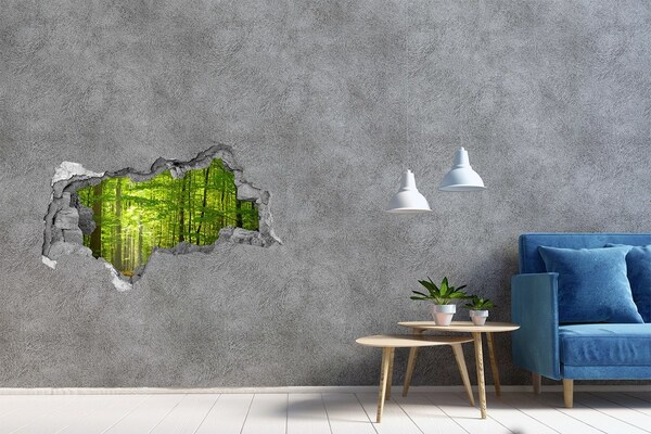Hole in the wall decal Green forest in the sunlight