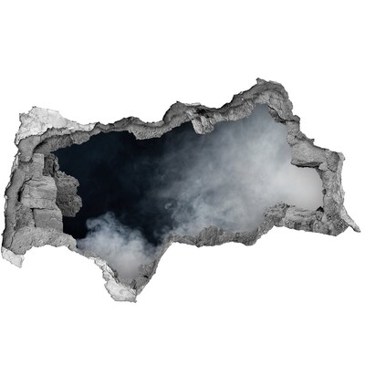 Hole in the wall decal A broken wall with a view of the cloud