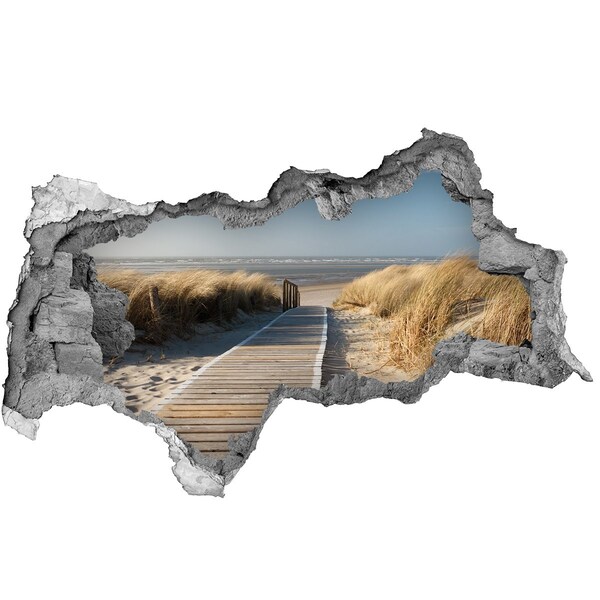 Hole in the wall sticker Signpost to the beach