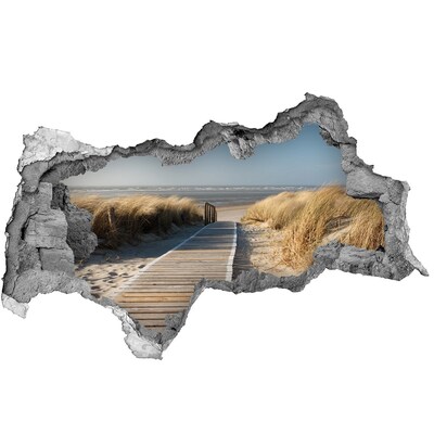 Hole in the wall sticker Signpost to the beach