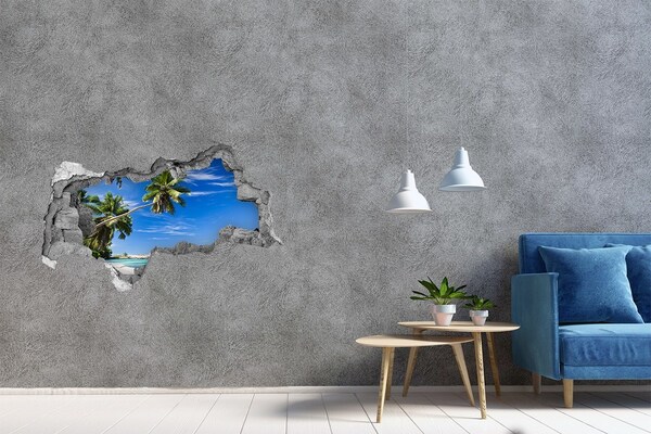 Hole in the wall decal Tropical oasis behind the wall