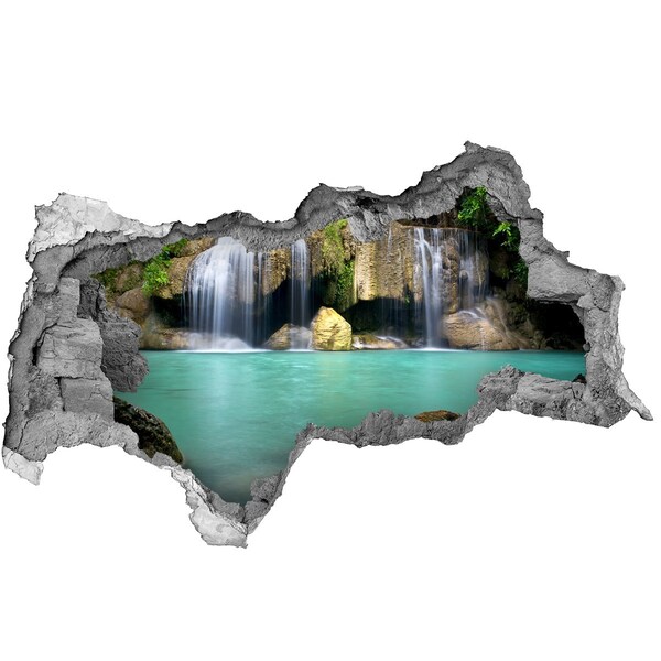 Hole wall sticker A waterfall in a paradise setting