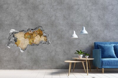 Hole wall sticker Political map