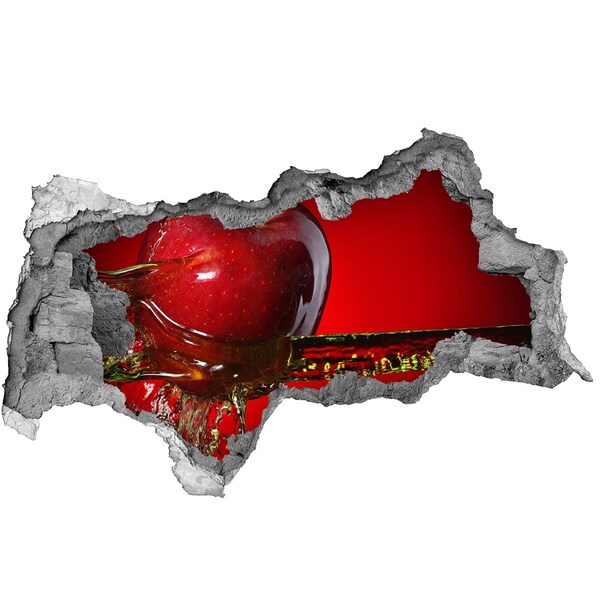 Hole in the wall decal Red apple in concrete