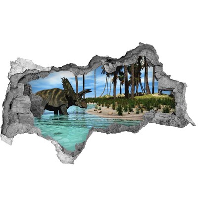 Hole in the wall sticker Dinosaur in a tropical paradise